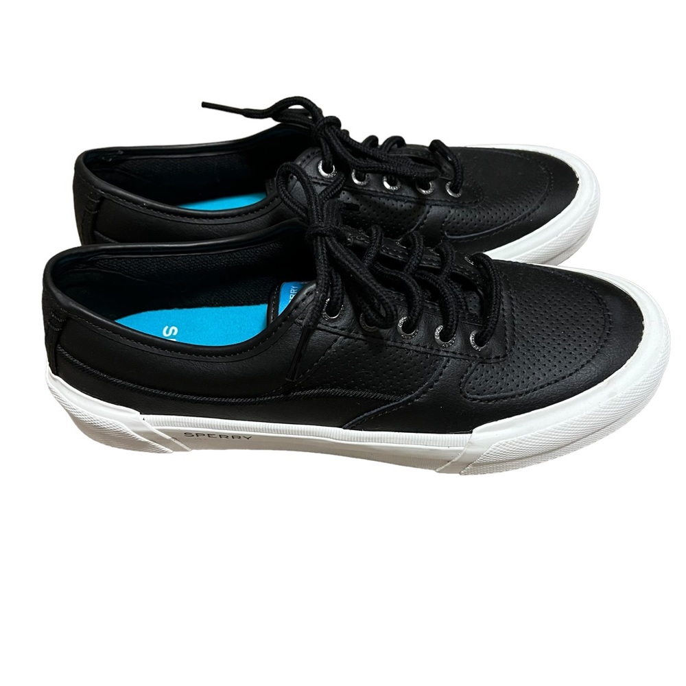 Sperry black lace up perforated sneakers size 8 NWOT - Picture 3 of 8